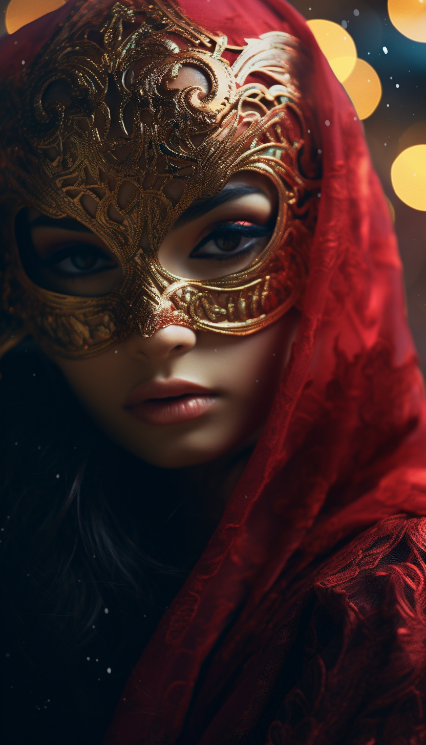 Beautiful Hijab Woman in Masquerade Mask