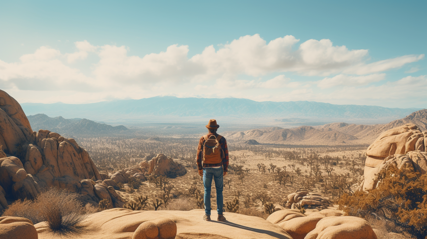 Hiker standing in Joshua Tree