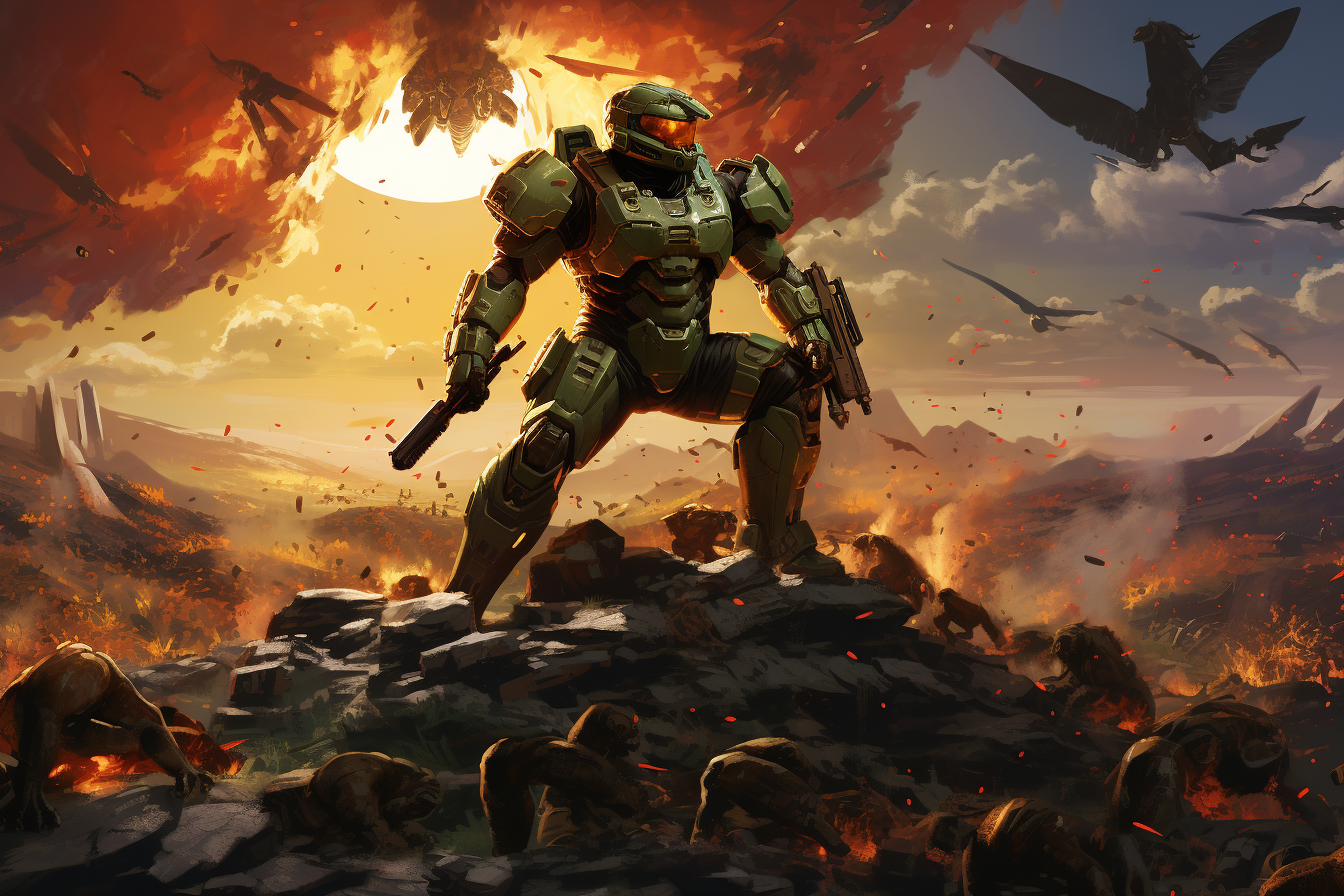 Master Chief battling angry vials and syringes