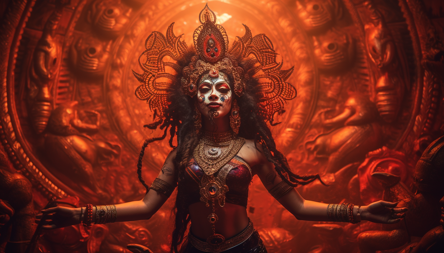 Powerful depiction of Ma Kali at a dance temple