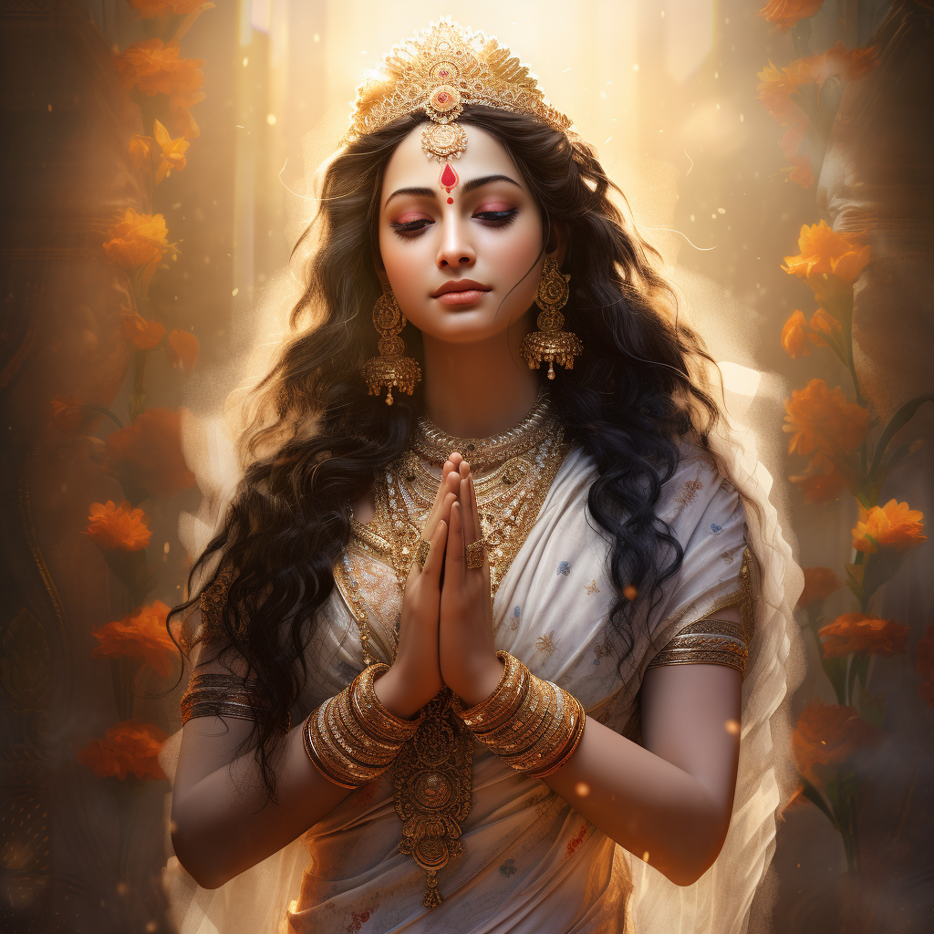 Hindu goddess Sita giving blessings