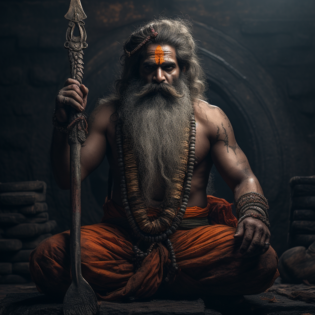 Hindu sage holding an axe