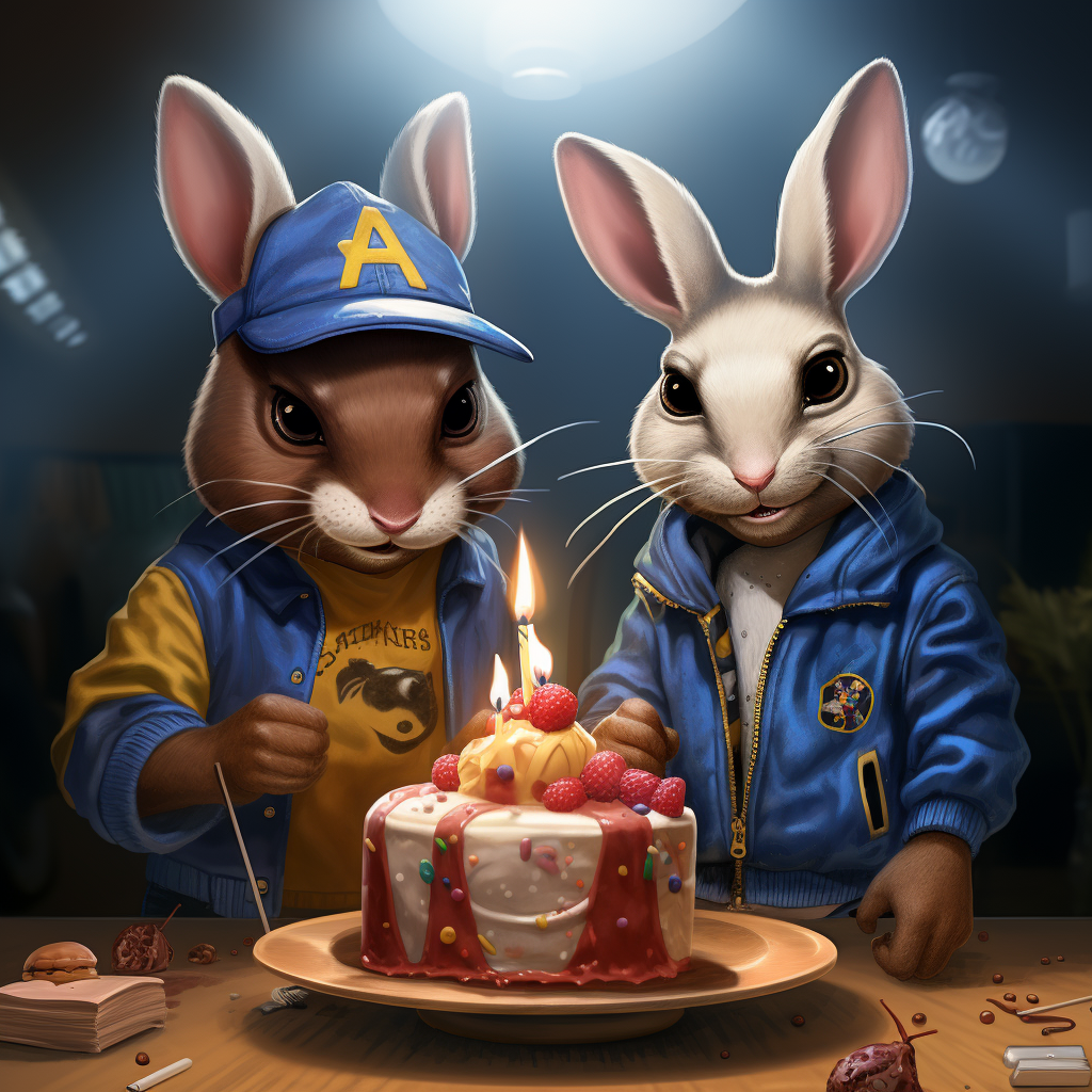 Hip-hop rabbit and Sonic blowing birthday candles