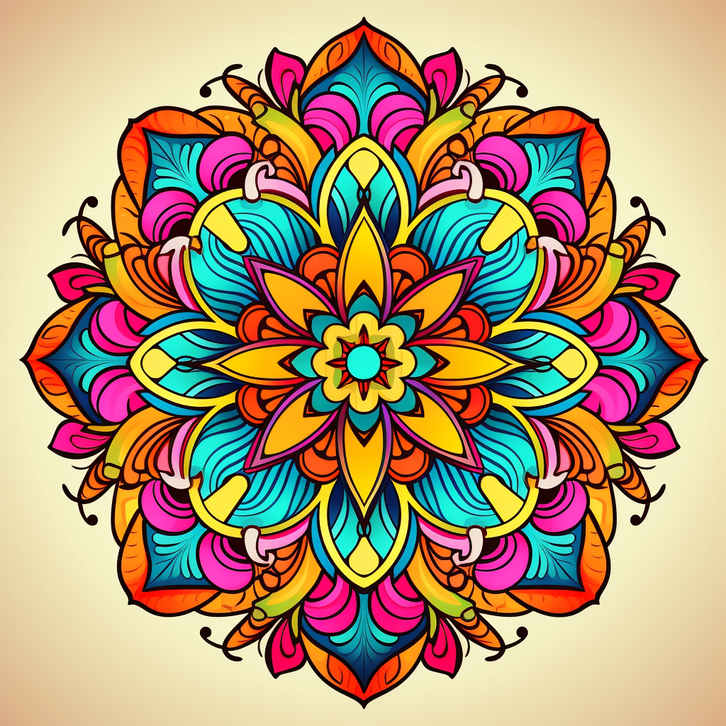 Hippie mandala coloring page design