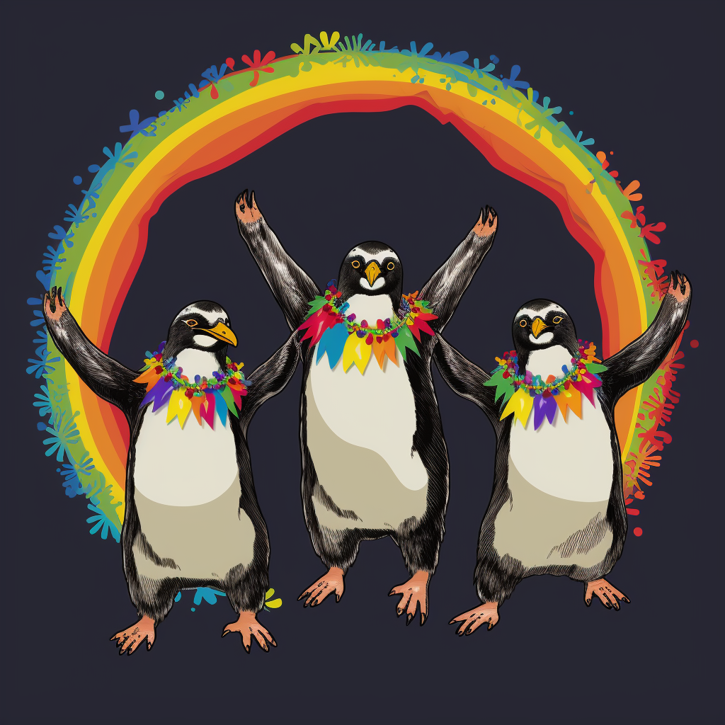 Hippie penguins hula hooping with style