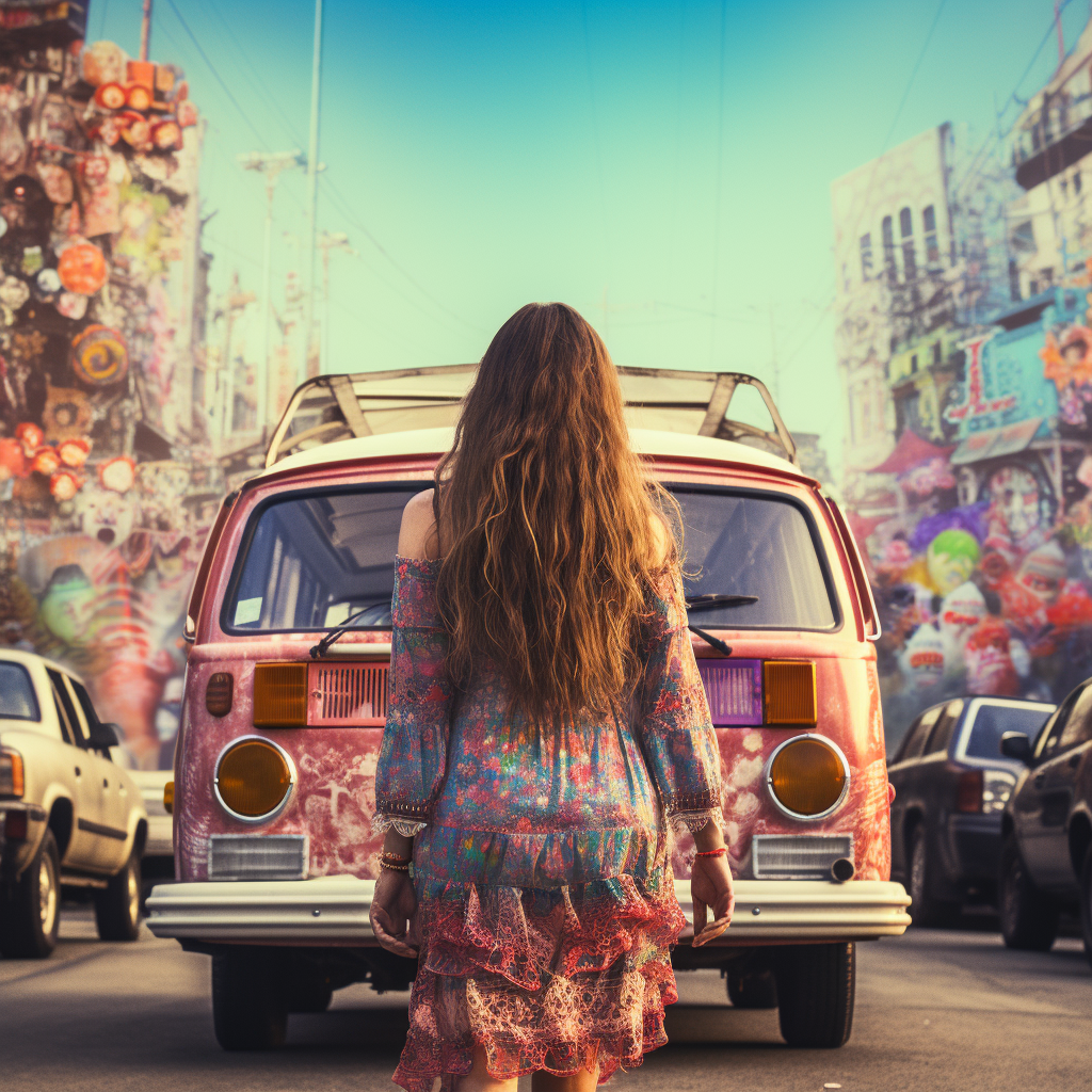 Hippie woman lost in city