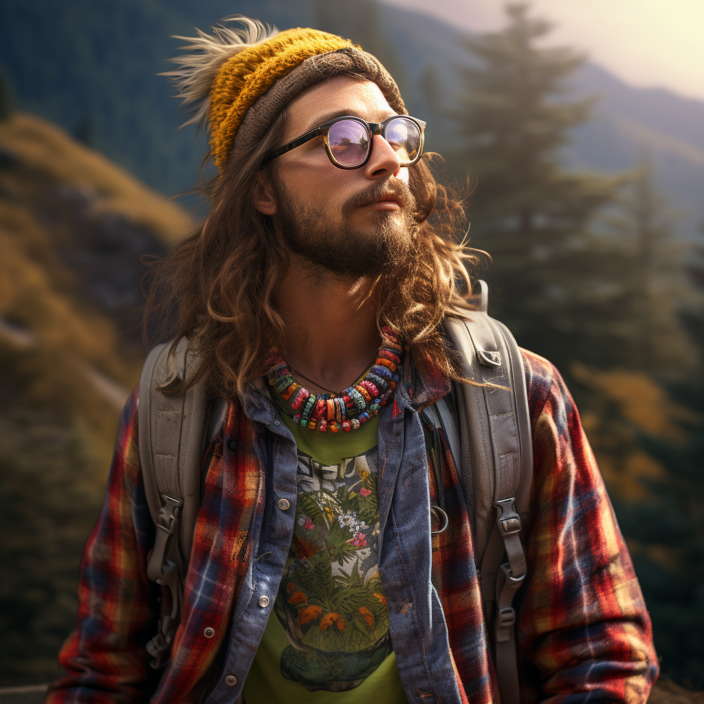 Hippie hiker in stunning natural surroundings