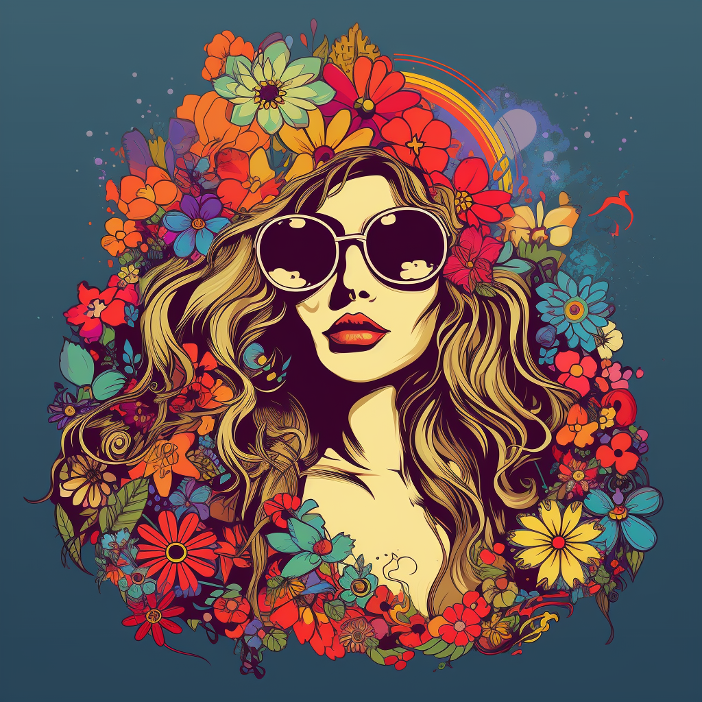 Colorful hippie art print for t-shirt