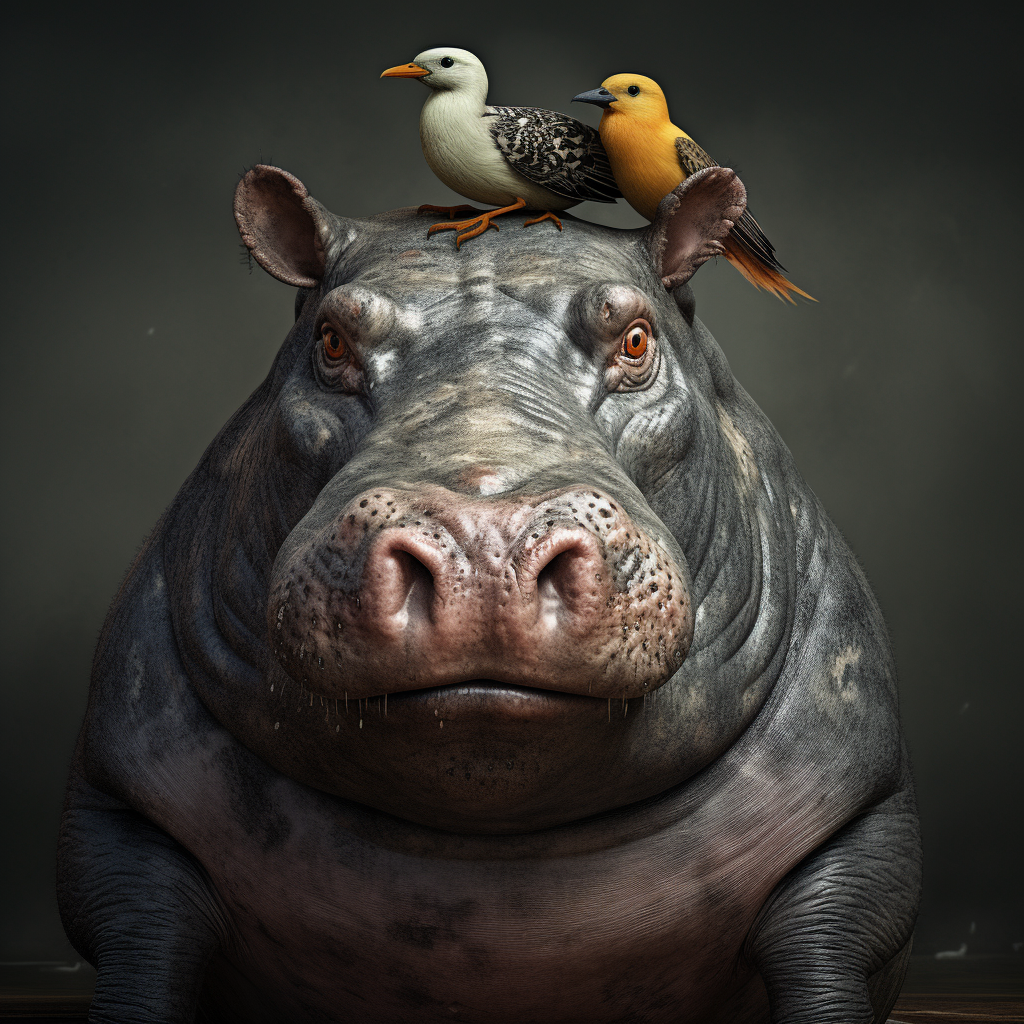 Hilarious hippo with chicken head