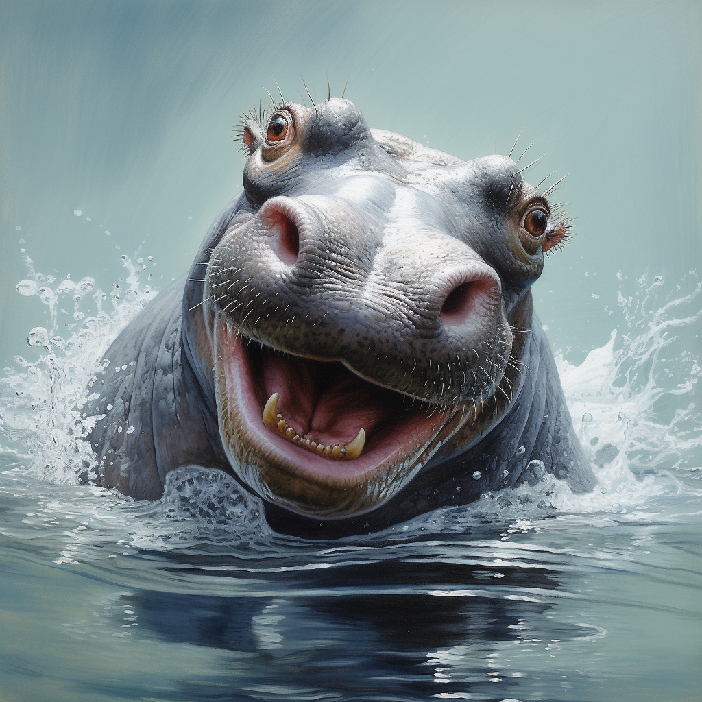 Cute happy hippo drawing