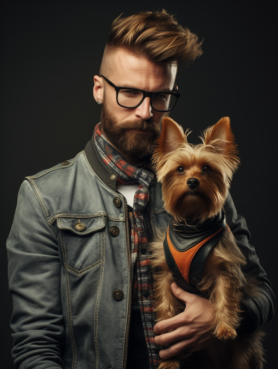 Hipster male with stylish dog haircut