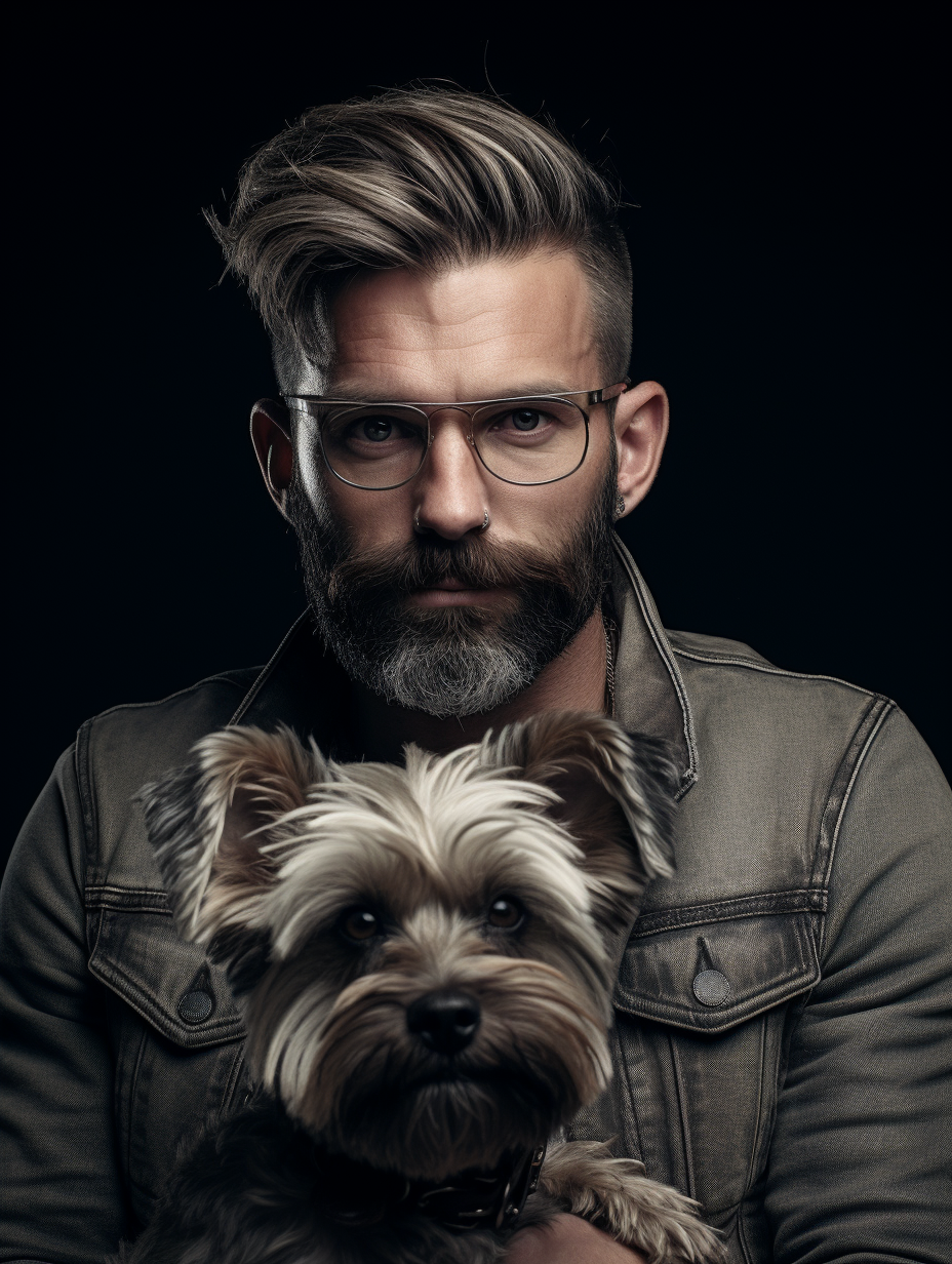 Stylish male with his canine companion