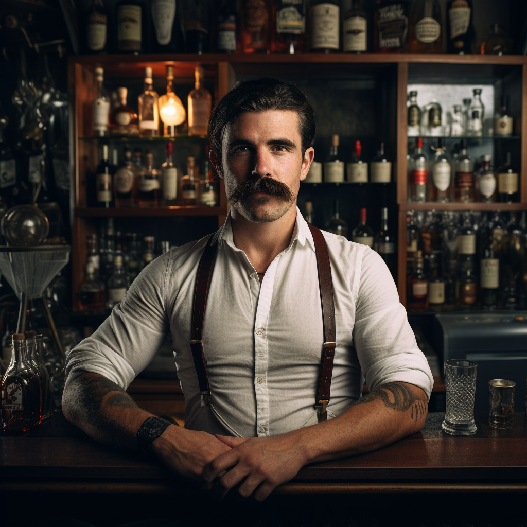 Hipster Bar Barmen with Mustache