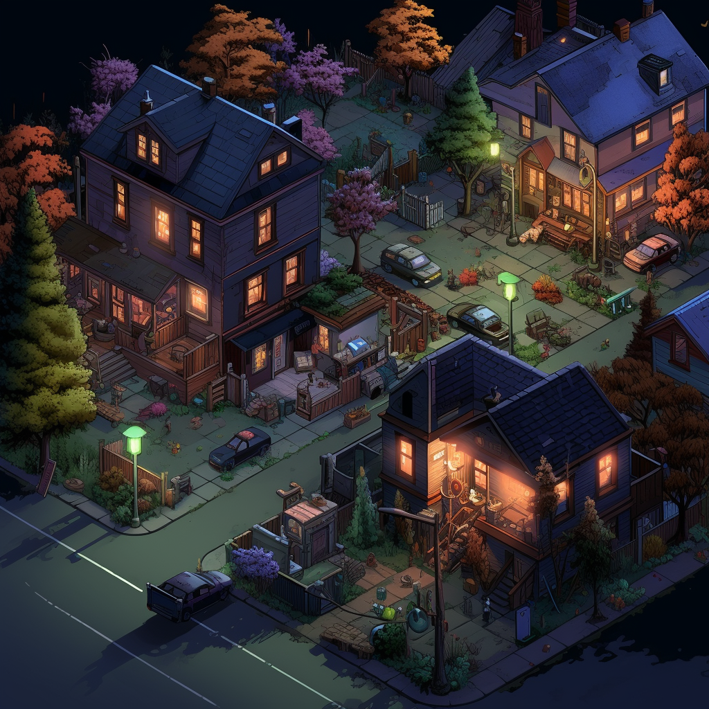 Hipster Neighborhood in Pixelated Style