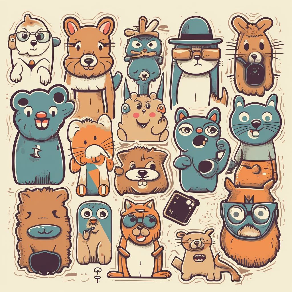 Smiling Hipster Safari Cartoon Creatures