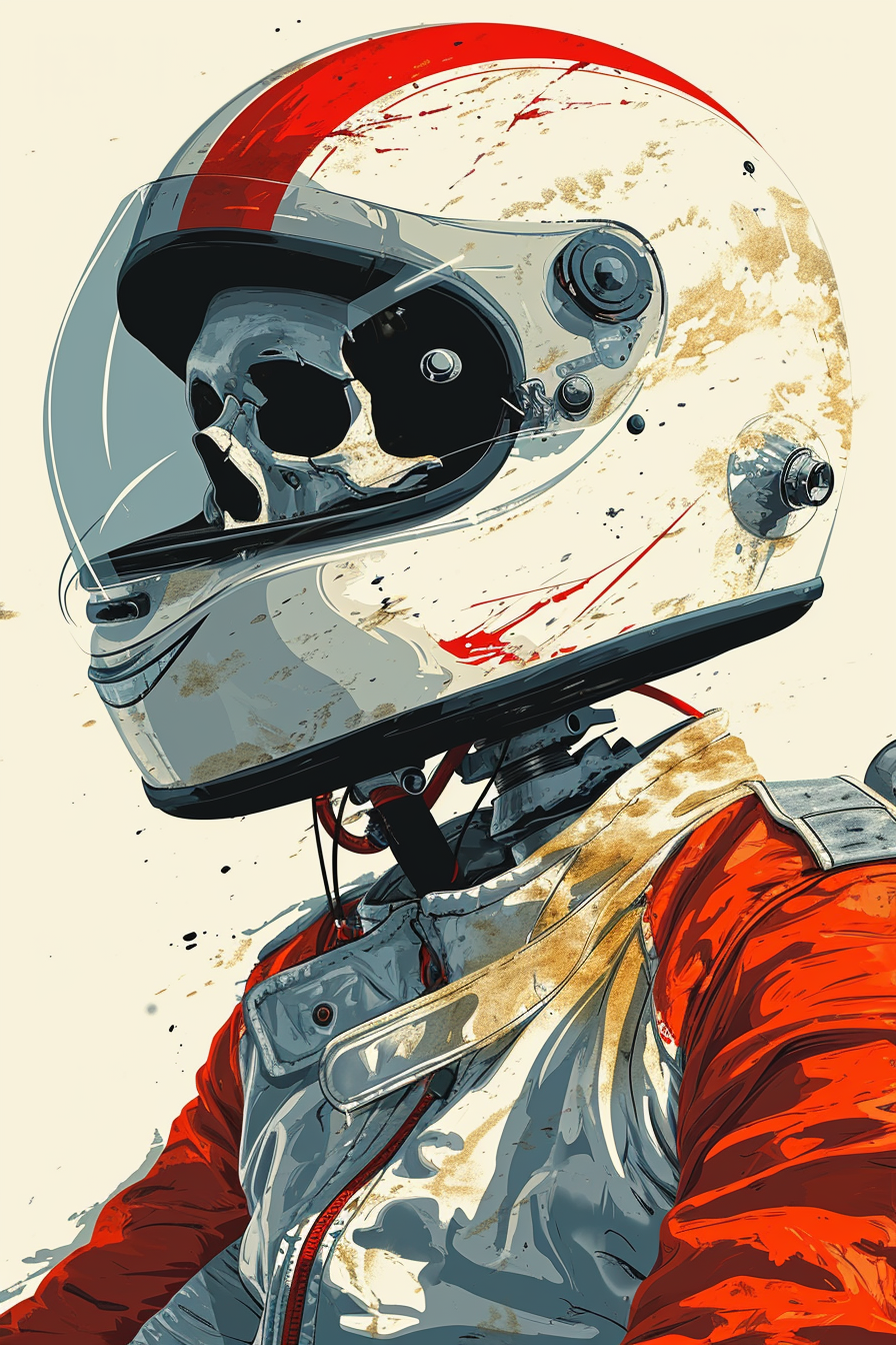 Retro skeleton head motorsports poster