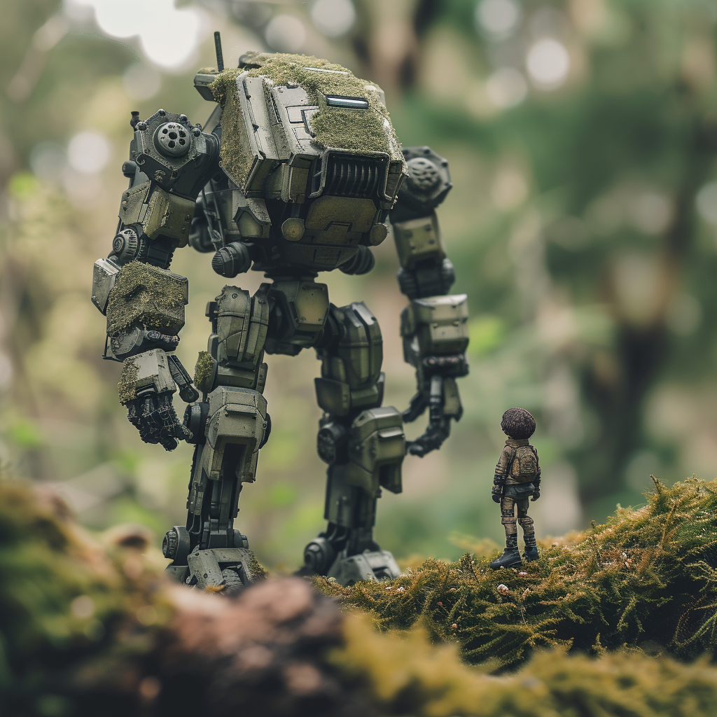 Hiroshi Yoshida Style Robot Action Figures in Scale Contrast