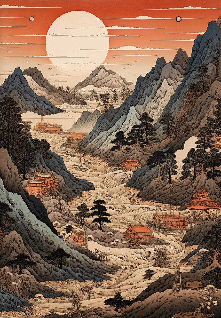 Beautiful Strip Mine Surface Mine Ukiyo-e Artwork