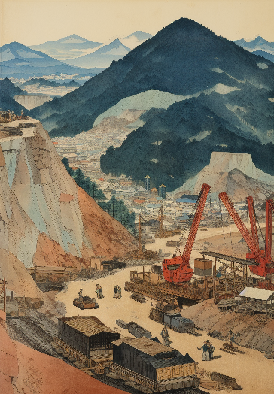 Open-pit mining, surface mining, and quarrying process