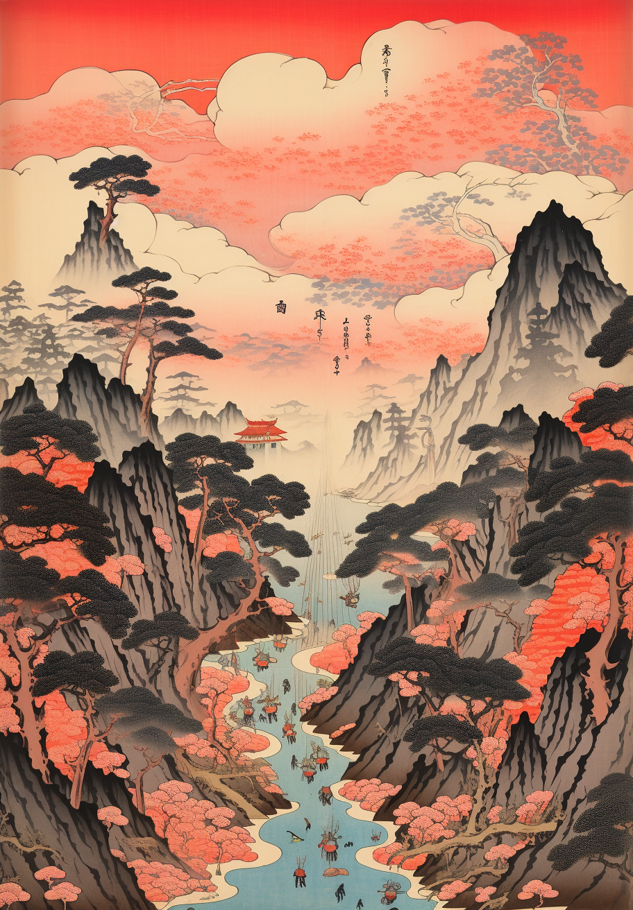 Hiroshige's ukiyo-e strip mine artwork