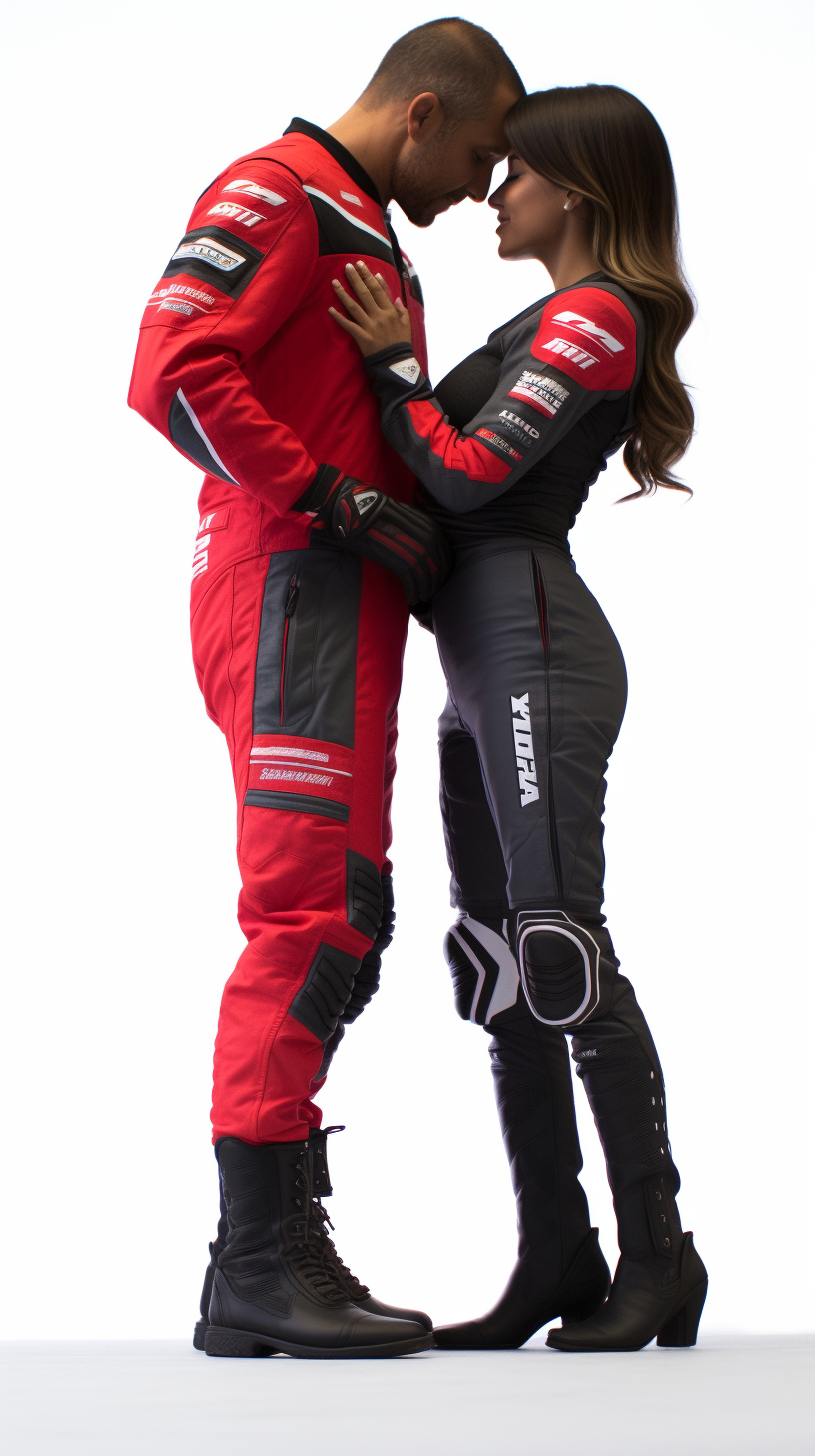 Kissing couple with red helmet