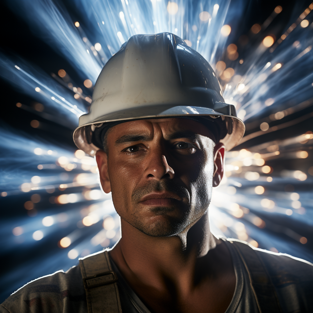 Hispanic man wearing hard hat