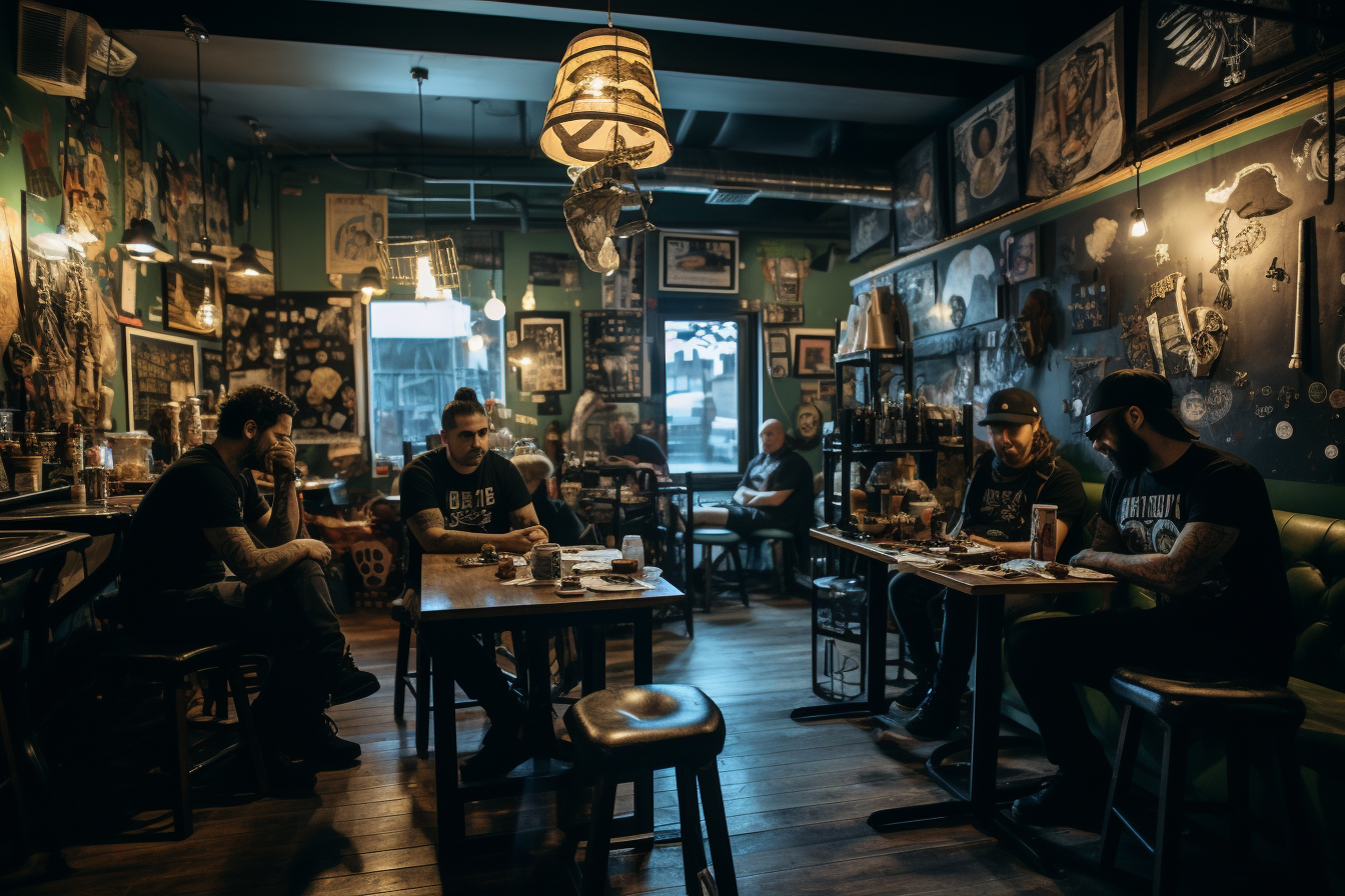 Hispanic Metalheads at Coffee Shop