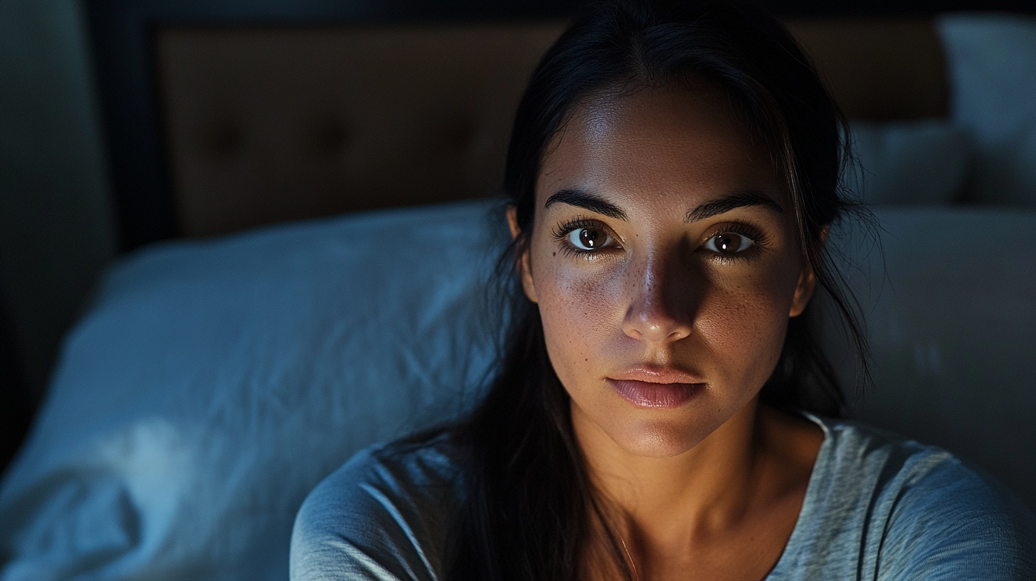 Hispanic woman in bed morning