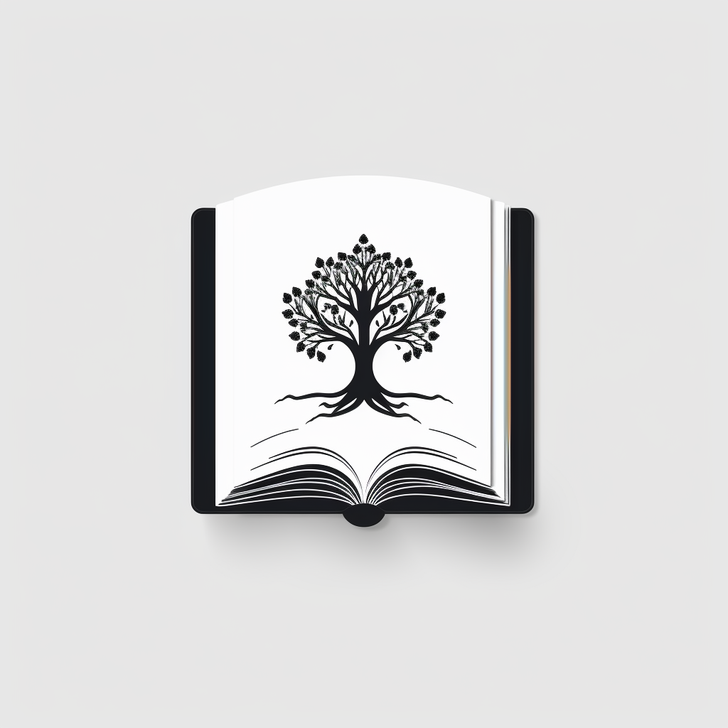 Minimalistic black and white historical book logo