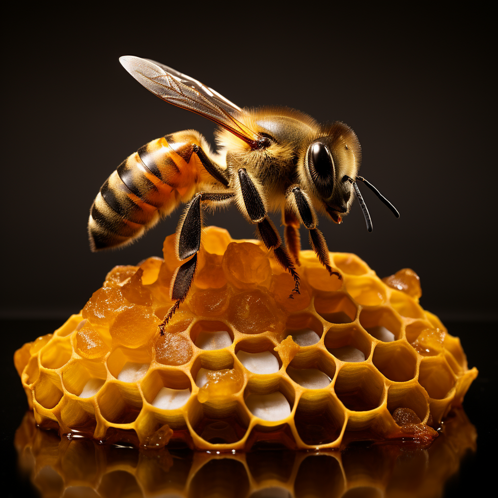 Busy hive producing golden honey