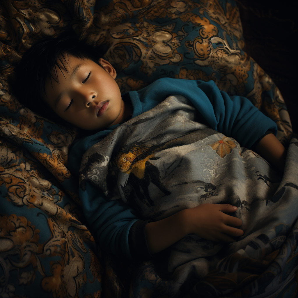 A Hmong boy peacefully sleeping in his bed