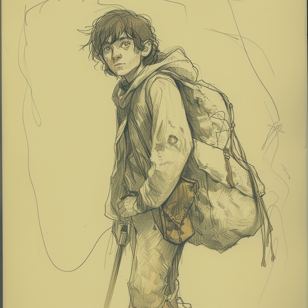 Simple sketch of hobbit adventurer