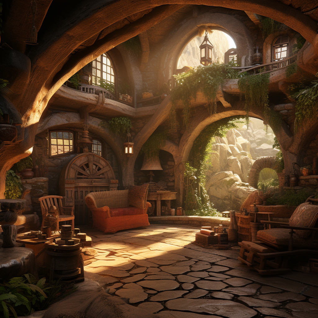 Cozy and Magical Hobbit Hole Interior