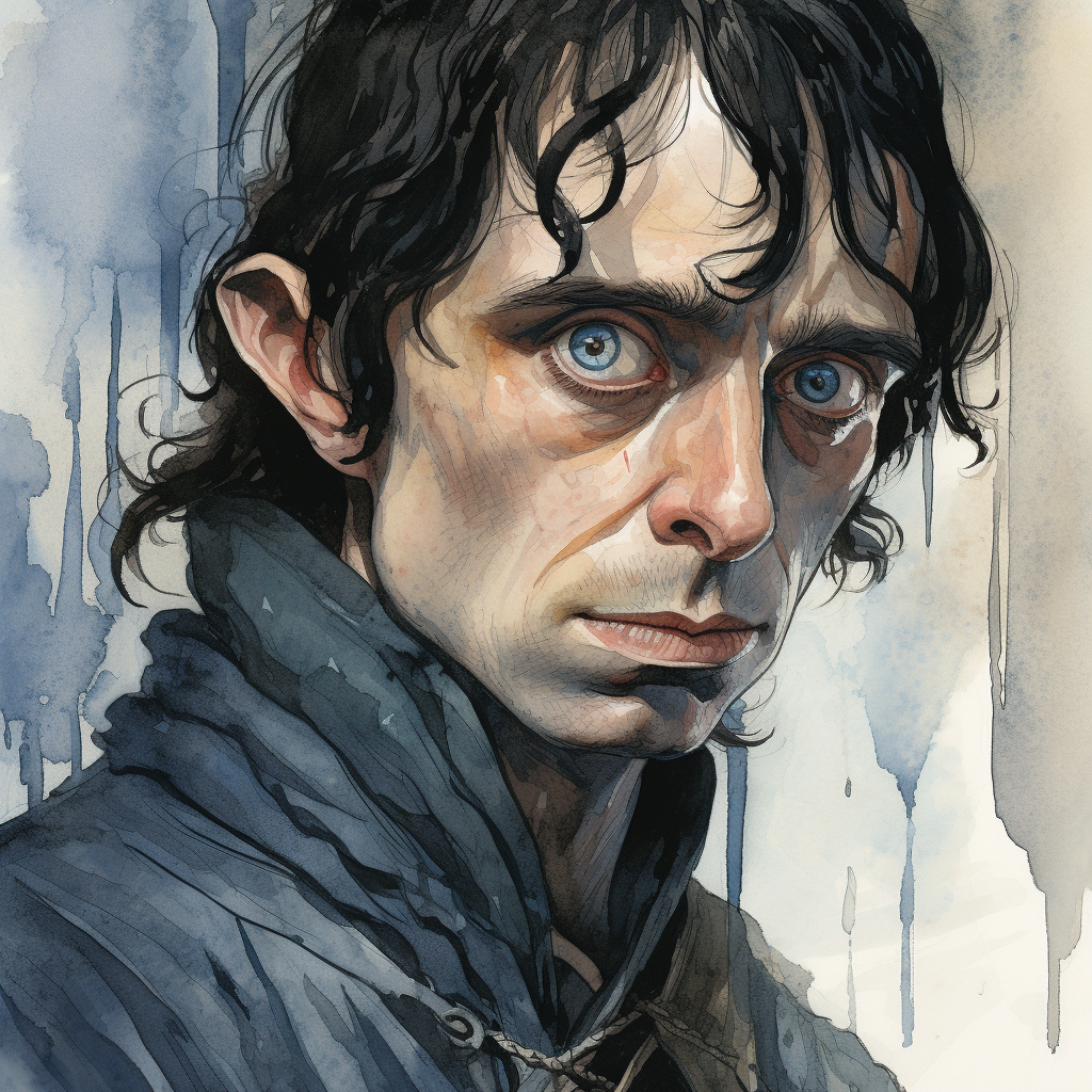 Illustration of a hobbit with black hair