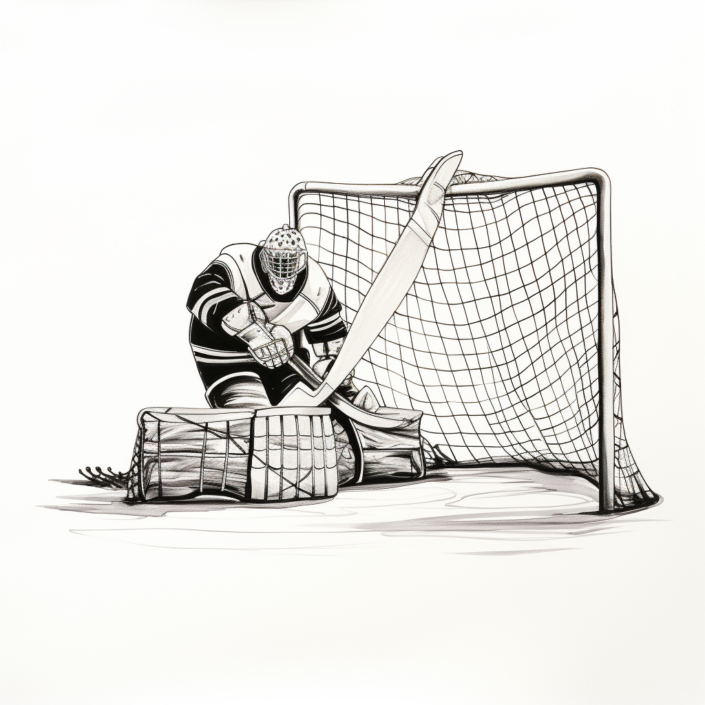 Hockey goalie protecting the net