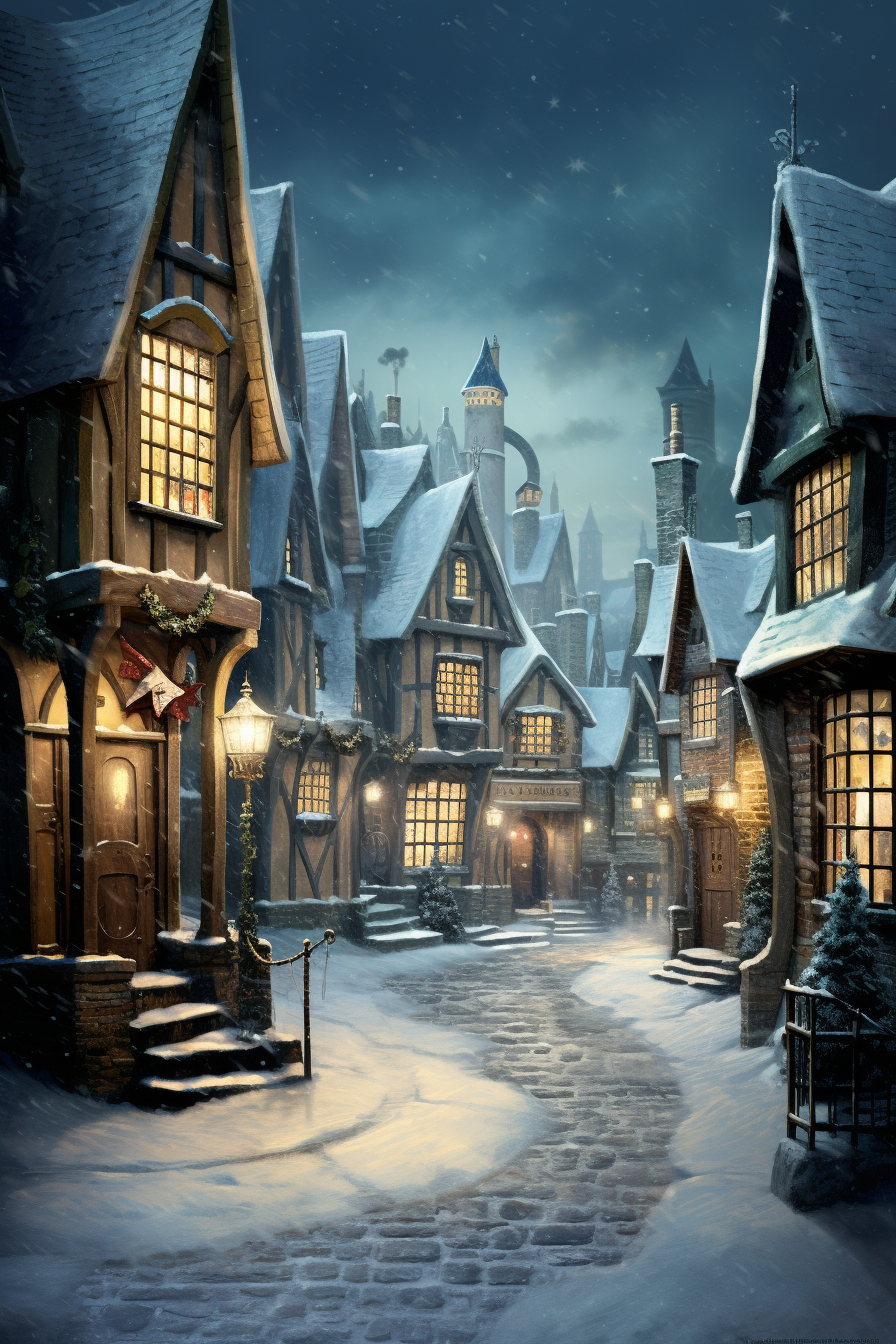 Snowy Hogsmead from Harry Potter