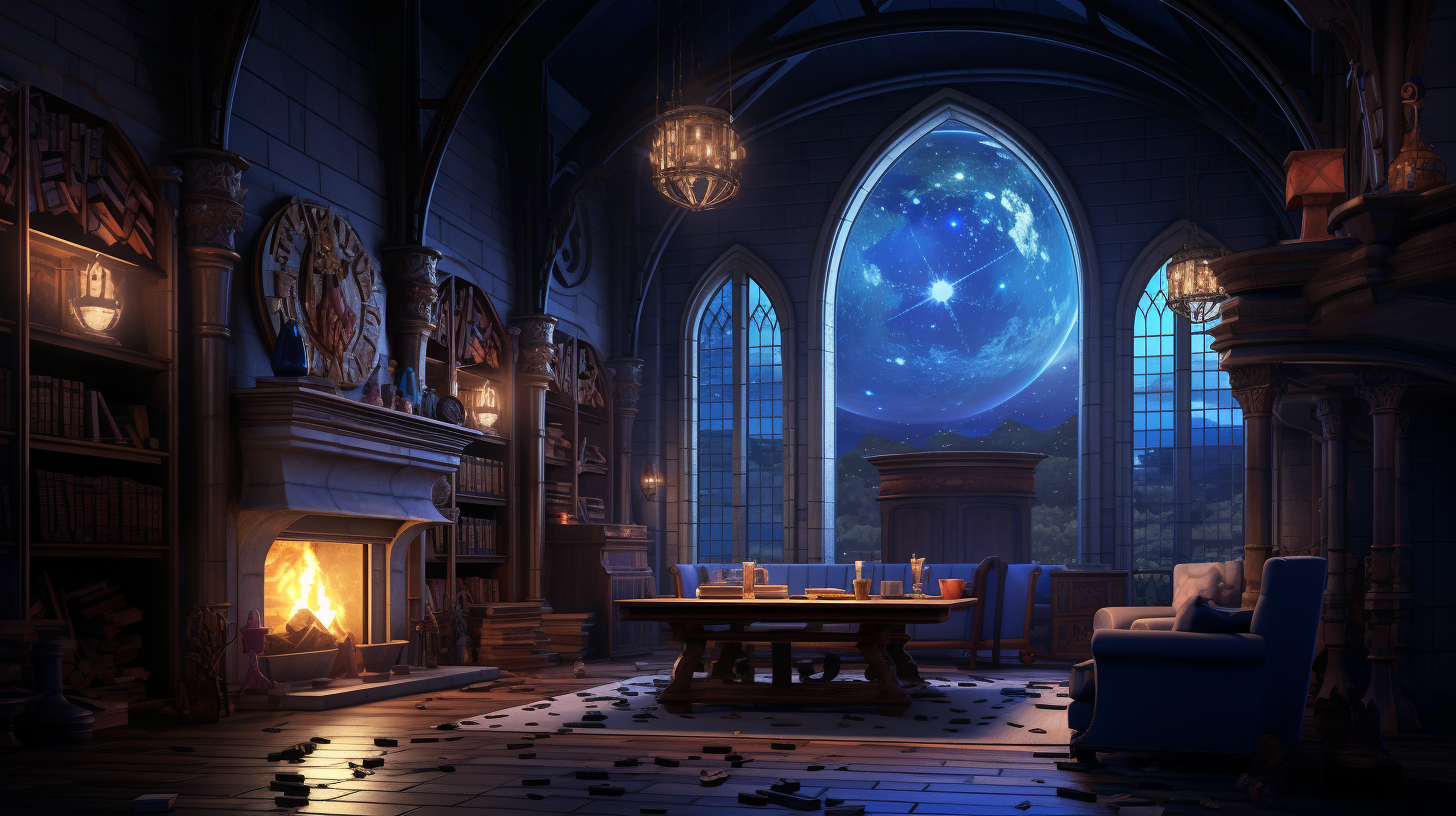 Person reading newspaper in Hogwarts room