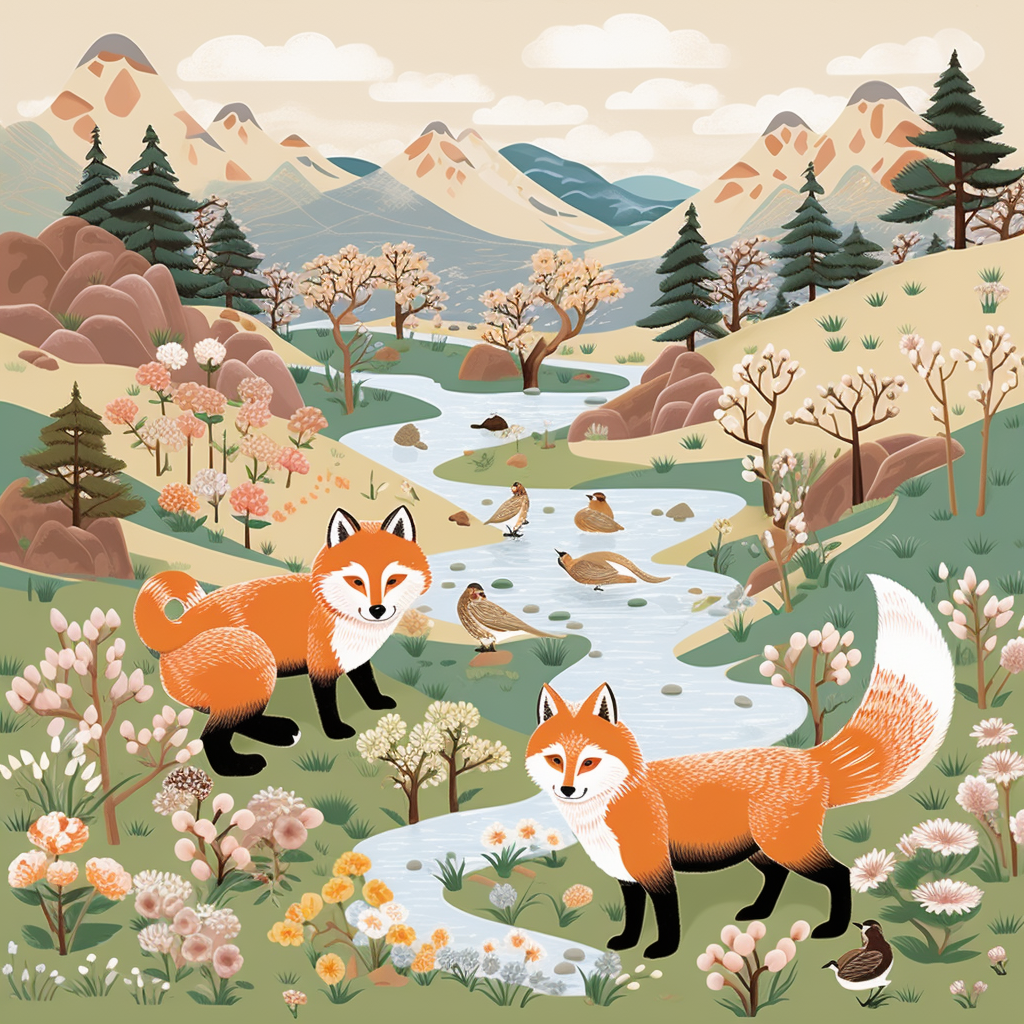 Whimsical Hokkaido Wildlife Artwork