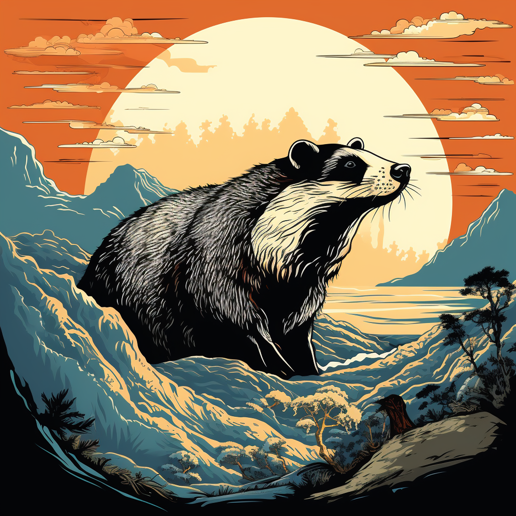 Japanese-style Badger Illustration