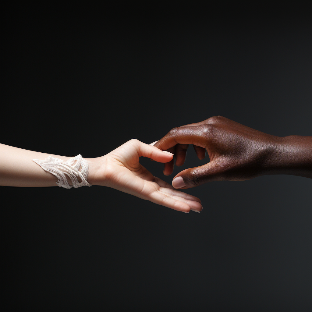 Two women of different generations holding hands