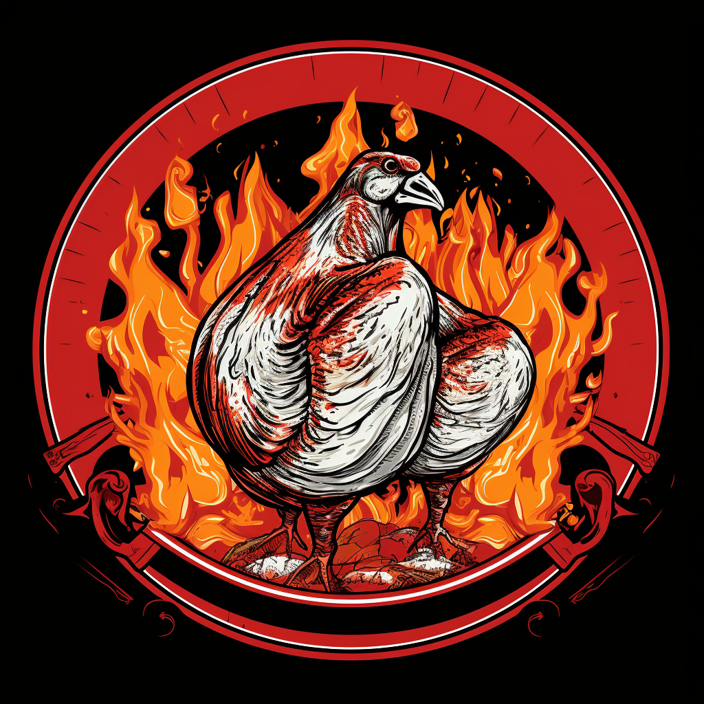 Roasted Turkey Dinner with Flames - Logo Design