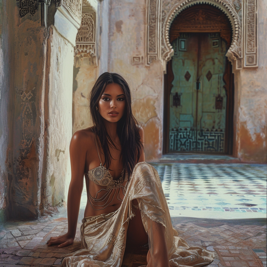 Hollywood actress in Moroccan riad