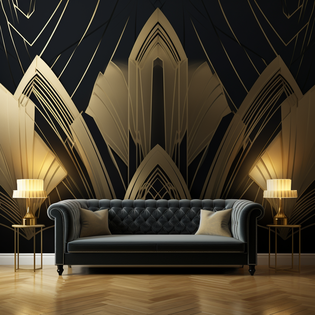 Hollywood drape art deco wallpaper