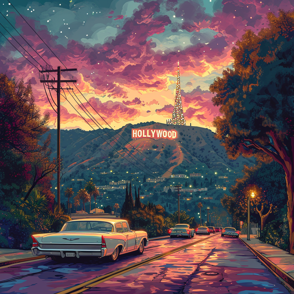 Hollywood Scene Psychedelic Background