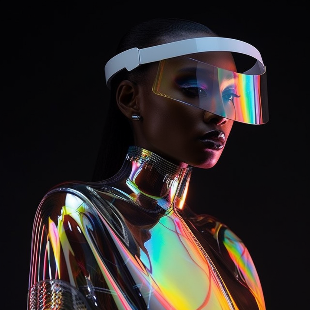 Stunning holographic fashion garments on runway