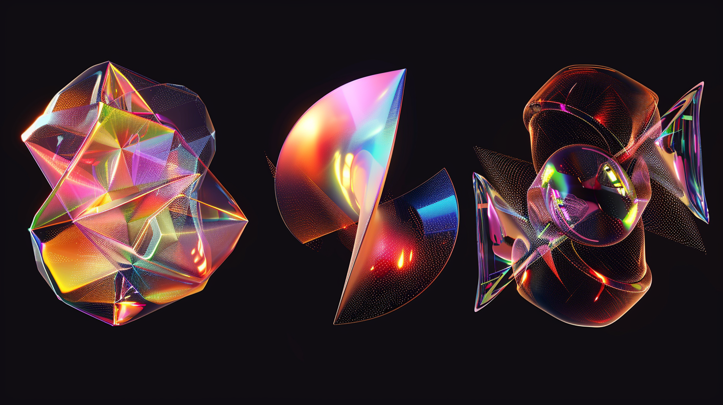 Holographic Geometric Shapes Abstract Background