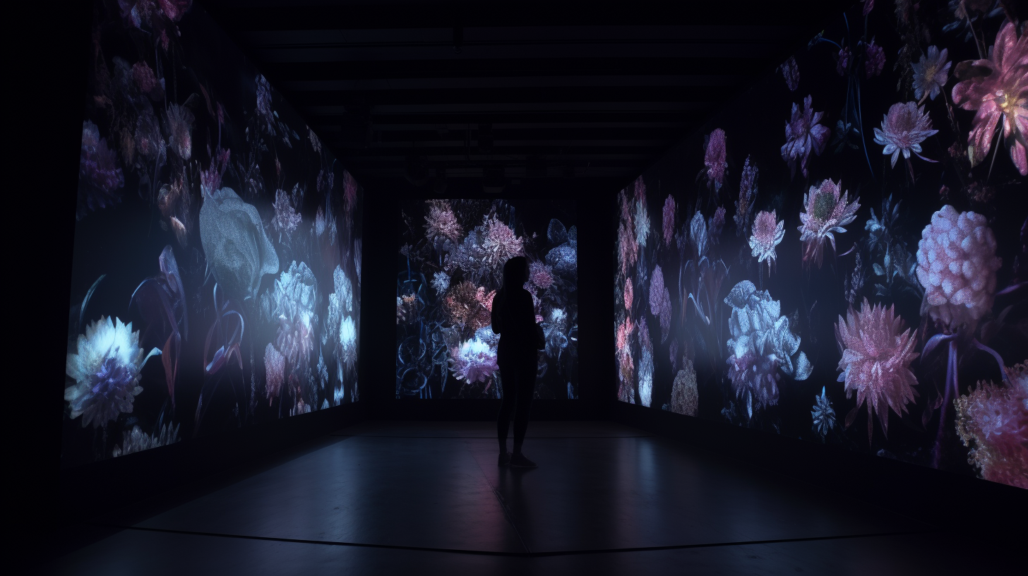 Holographic immersive exhibition in dark room