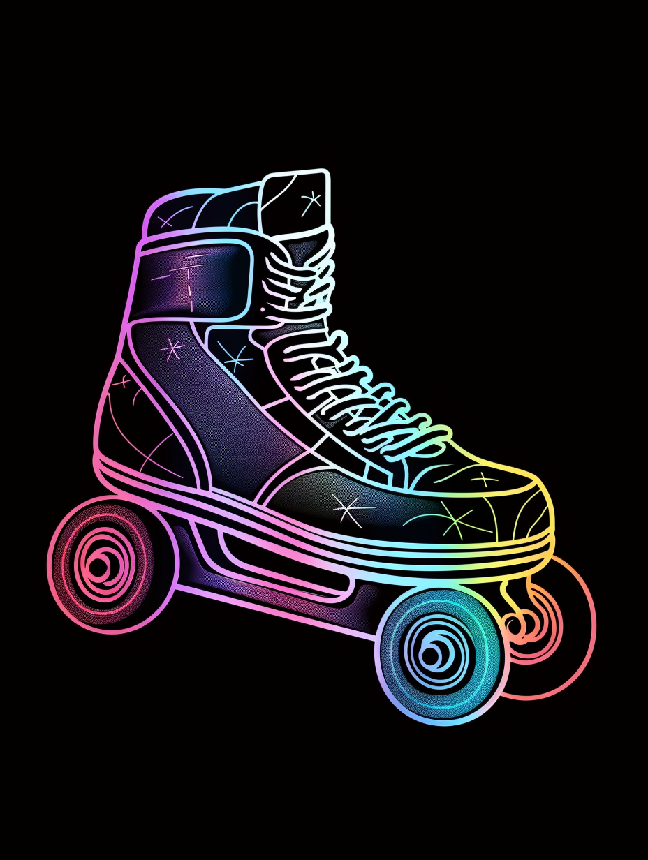 Minimalistic Holographic Roller Skate Logo