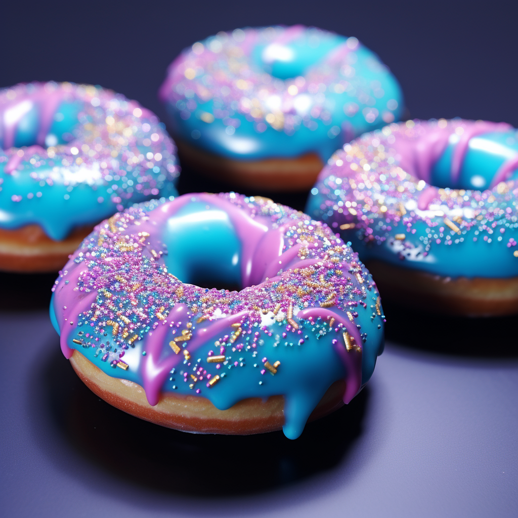 Vibrant holographic donuts on a plate