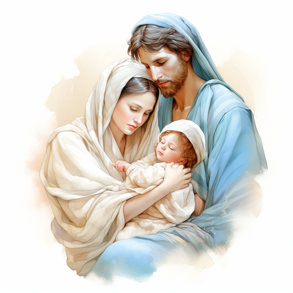 Hyperrealistic Holy Family Nativity Painting